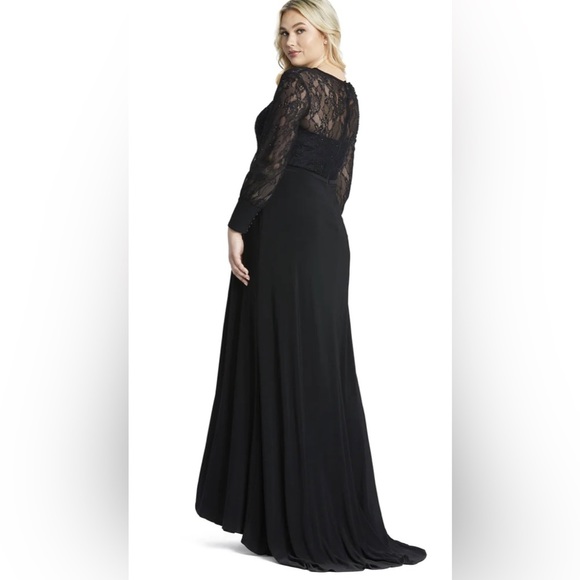 NWT MAC DUGGAL SEQUIN LACE BLACK EVENING GOWN - Picture 2 of 7